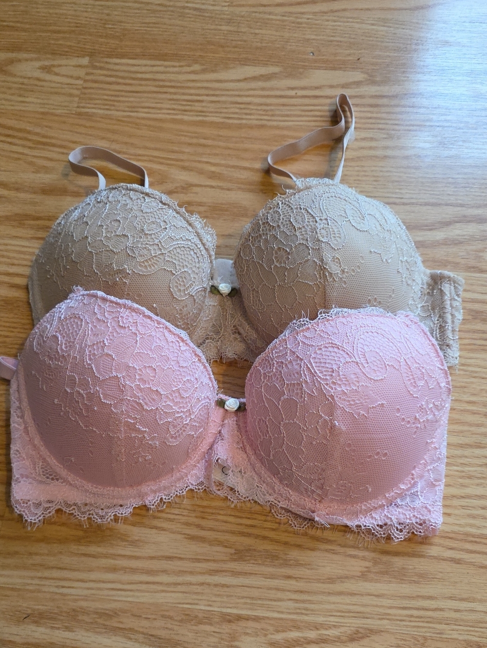 Jessica Simpson Lace Push-Up Bra Duo in Pink & Nude 34B